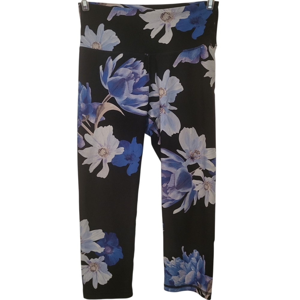 Old Navy Floral Elevate Capri Leggings Blue sz M